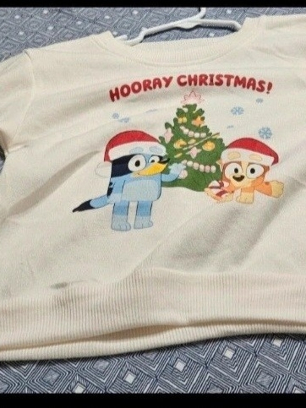 Kids Cream Holiday Graphic Sweatshirt with Festive Characters